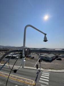 Gridsmart Intersection Detection Camera installed - view from bucket truck"