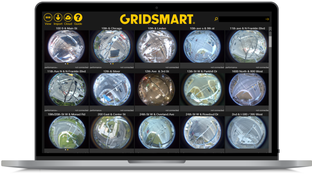 GRIDSMART App loaded onto a computer with intersection site cards